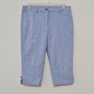 Talbots Size 12P Perfect Skimmer Light Blue Cotton Capri Pants Trousers with Zip